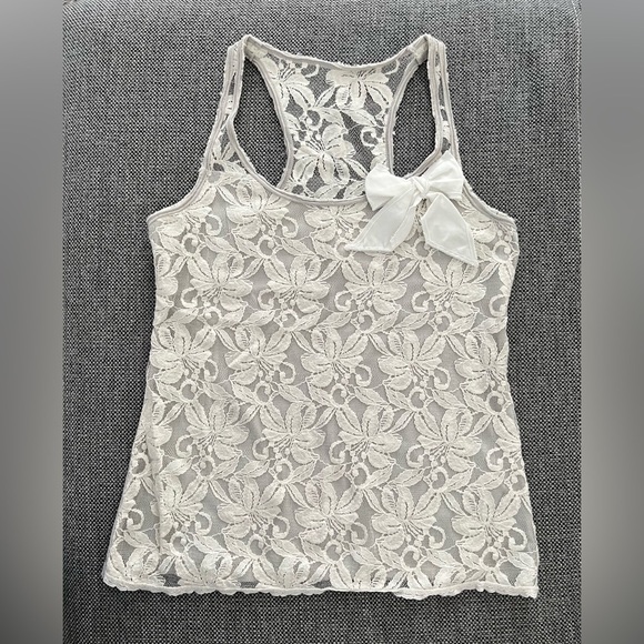 Hollister Women’s Lace Bow Racerback Top (Size M) - Picture 1 of 8